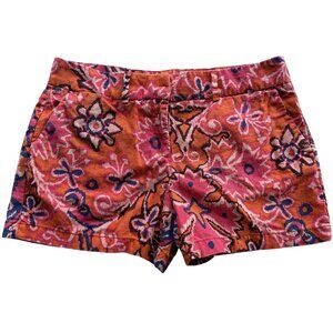 LOFT Linen Cotton Floral Chino Shorts Womens 6 Multicolor Boho Preppy Resort